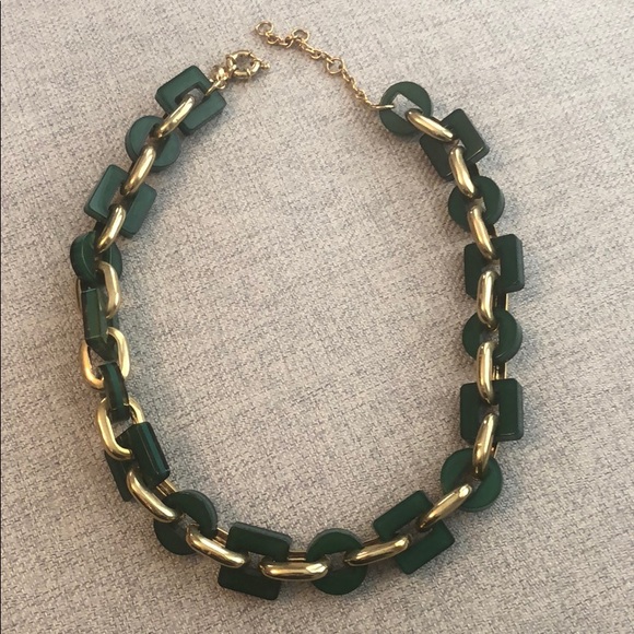 J Crew green and gold resin geometric necklace - Picture 4 of 4